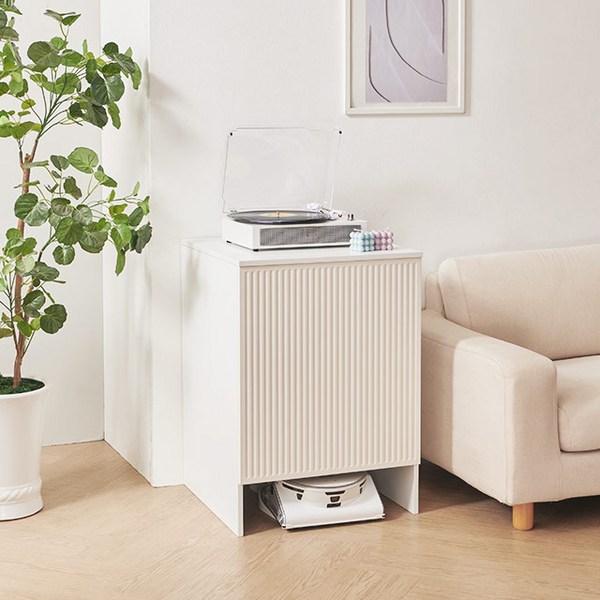 데커 로봇청소기장 로봇청소기 선반 수납장 협탁 템바보드 600, 화이트