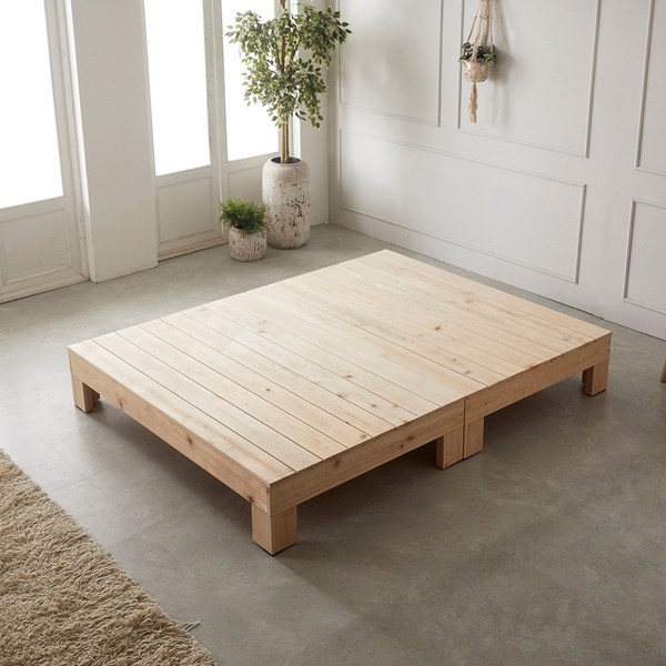 동서가구 순수 히노끼 편백나무 100% 프레임 평상형 원목침대 퀸 Q (매트제외) DF638421, 내추럴