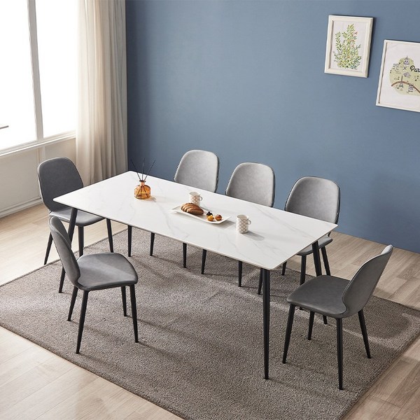 이노센트 푸다 포세린 세라믹 6인 식탁세트 i102457, 화이트상판-그레이