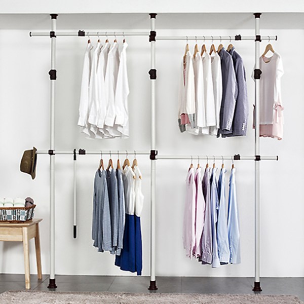 우리행거 클래식 4단 고정 행거 38mm WCL3804, 아이보리 함마톤 분체도장