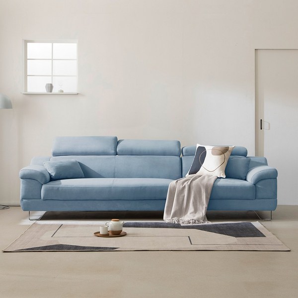  세계로가구 오르바 4인용 아쿠아텍스 패브릭 소파 이지클린 3.5인 쇼파, 스카이블루, 스툴 미포함 
