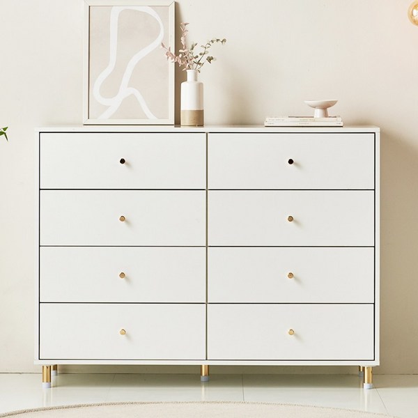 힘찬리빙 아바 1200 4단 서랍장 안방 와이드 침실 서랍장, 화이트, 8개