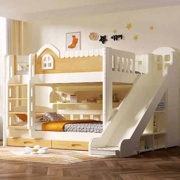 미끄럼틀 이층 침대 2층 형재 남매 아이방 침대 서랍형 수납, 캐비닛형 1.6m x 2m