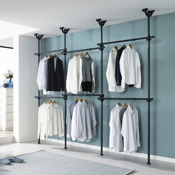 이지온행거 국민튼튼 드레스룸 행거 시스템 선반 커튼 옷걸이 인테리어 행거 모음, 옵션.22 EO-304M 폭1.6~1.9m