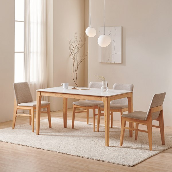  [삼익가구] 어썸 통세라믹 4인용/6인용 원목 식탁 풀세트, 01. 4인용 통세라믹 원목 식탁세트(의자4), 내추럴 