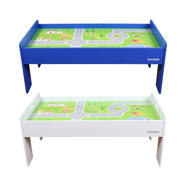  [토도리브로] 플레이 기차테이블(블루 화이트), 화이트 