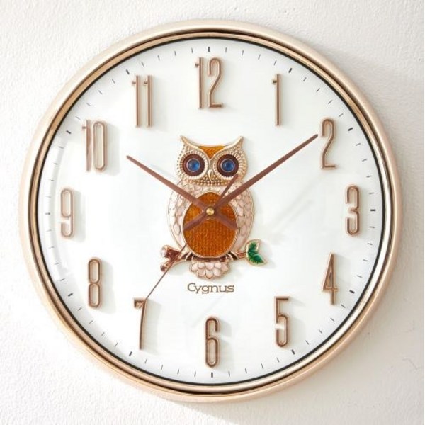리빙스토리 시그너스 무소음 심플프레임 380 부엉이시계 벽걸이시계 개업 집들이 선물, 로즈골드