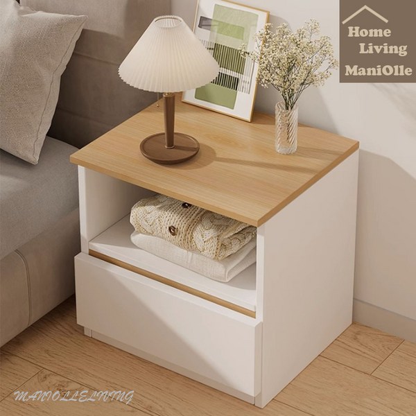 마니올래 모던 심플 거실 쇼파 침대 원목 서랍형 협탁, 화이트우드