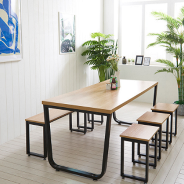 심플 철제 프레임 식탁1800 엔틱 스틸 6인용 원목 식탁, 6인용식탁-라이트월넛