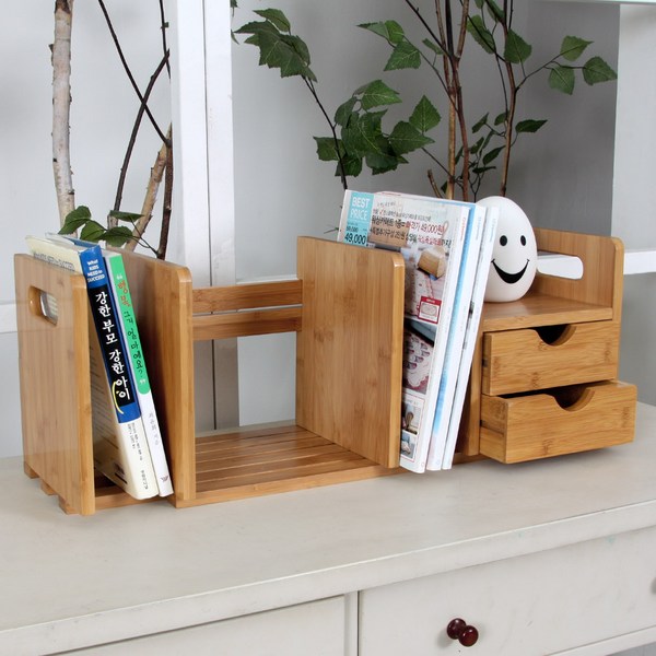 프리메이드 원목 책꽂이 서랍+조절형, 원목 미색