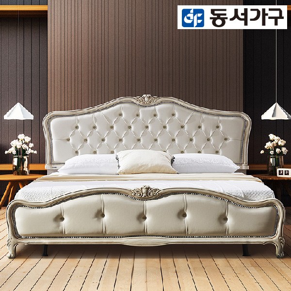  동서가구 레미아 엔틱 퀸침대 (9존) DF908153, 브라운 