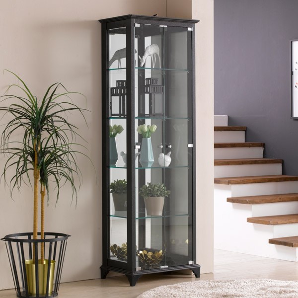 제이에스몰 아로마강화유리장식장 장식장, 5단-소(600)조명미설치-블랙
