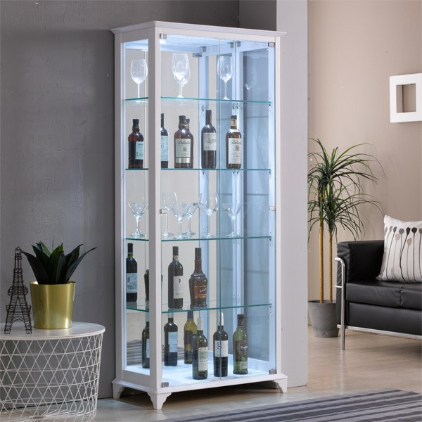 제이에스몰 아로마강화유리장식장 장식장, 5단-대(800)조명설치-화이트