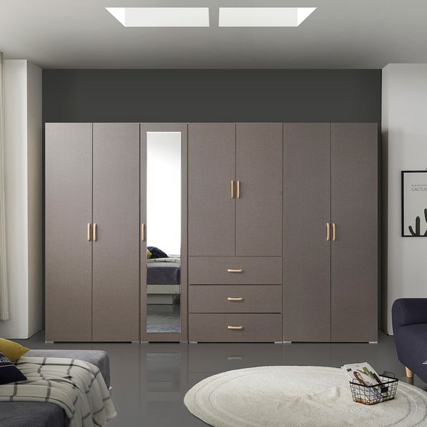 케이컴퍼니 이음2800장롱세트DCMD(옷장+3서랍옷장+400거울이불장+이불장) 옷장장롱세트, 그레이