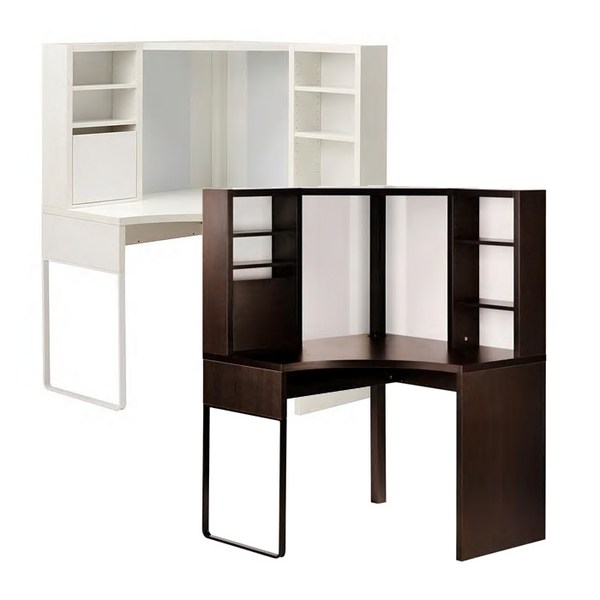 이케아 MICKE 미케 코너워크스테이션책상/책꽂이책상/독서실책상, 블랙브라운_303.542.74