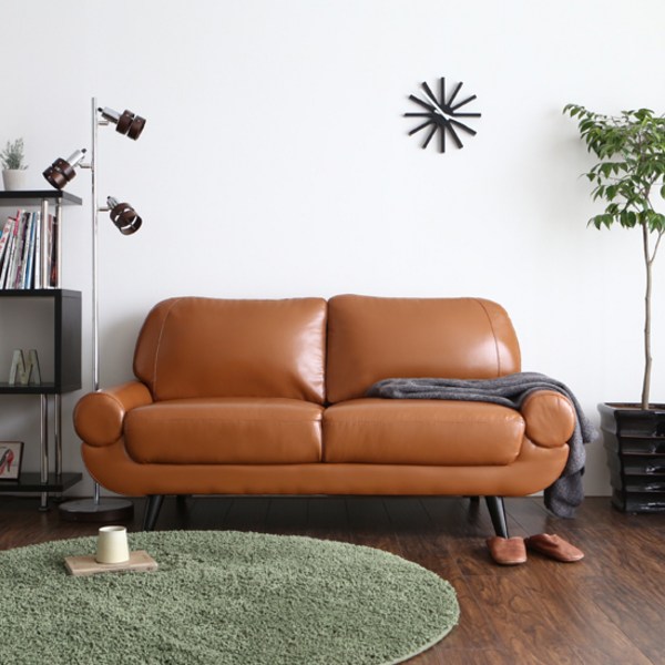 가구밸리 [가구밸리]코로 2인용 가죽 소파, 카멜