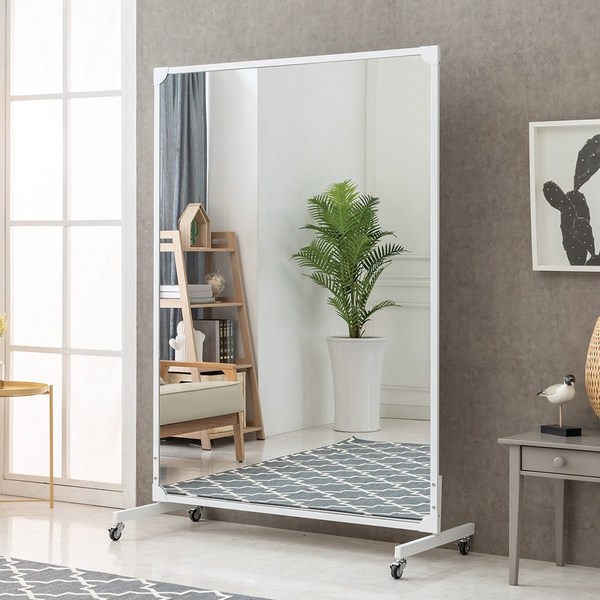 라인아트 애채 대형 와이드 스탠드형 전신거울, YJ-P46 화이트
