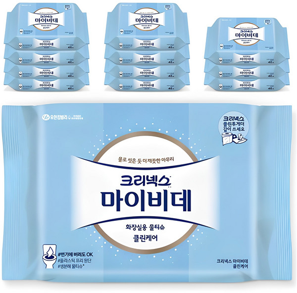 마이비데 클린케어 화장실용 비데티슈 휴대형, 46매, 12개