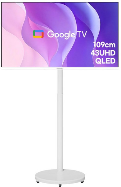 [10% 환급가전]와이드뷰 4K UHD QLED 화이트에디션 스마트 TV + 유압식 높이조절 삼탠바이미 V3 세트, 109cm, QWGE43UT1, EKWBYME78W (V3), 스탠드형, 고객직접설치