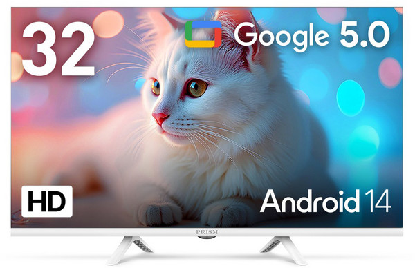 프리즘코리아 HD 구글 5.0 AI 스마트 TV 화이트, CP32G5W, 고객직접설치, 스탠드형, 81cm(32인치)