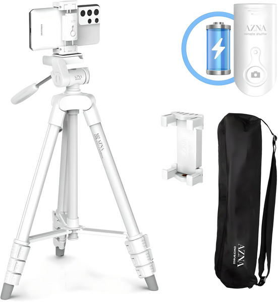 아즈나 카메라 스마트폰 삼각대 리모컨 세트, SR-1 (화이트), 1개