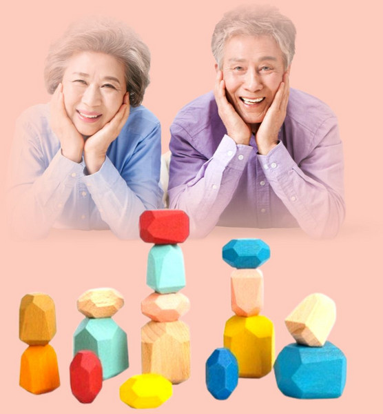 어르신 노인 효도 치매예방 게임 퍼즐 놀이 돌블럭 젠가 쌓기놀이게임 두뇌개발, 38pcs 패키지, 1개