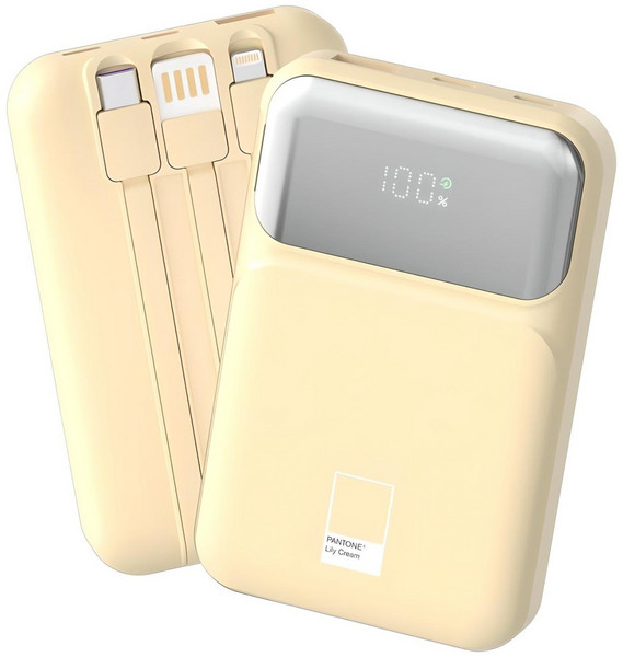 팬톤 PD 22.5W 초고속충전 대용량 케이블 일체형 미러 보조배터리 10000mAh PGB-20, Lily Cream