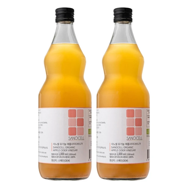 사노셀 유기농 애플사이다 비니거, 1L, 2개