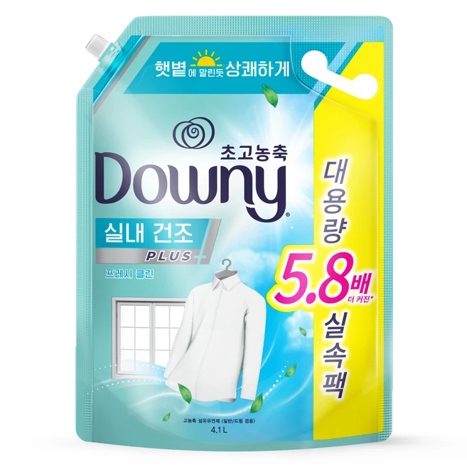 다우니 실내건조 초고농축 섬유유연제 프레시 클린 리필, 4.1L, 1개