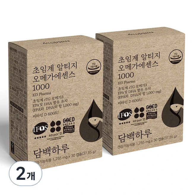 담백하루 초임계 알티지 오메가3 에센스 1000, 30정, 2개
