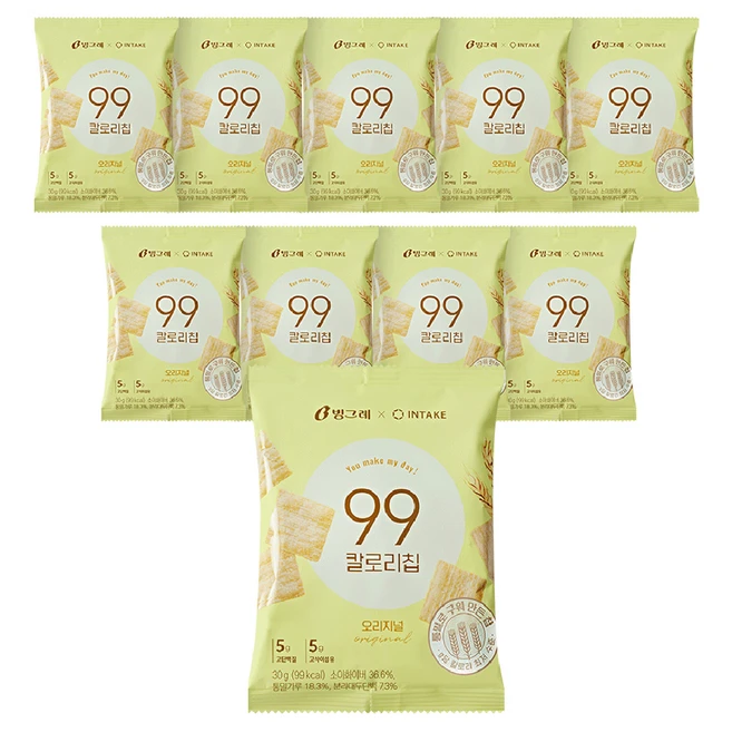 빙그레 99칼로리칩 오리지널, 30g, 10개