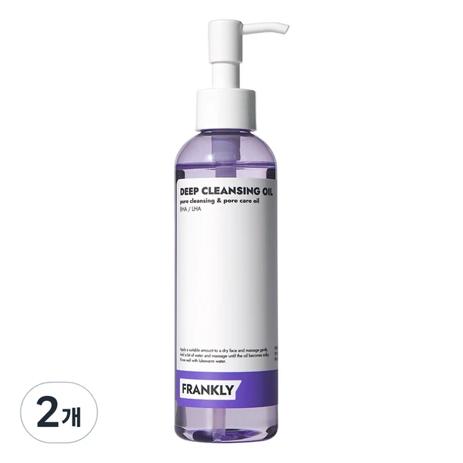 프랭클리 저자극 세정력 딥 클렌징 오일 BHA LHA 블랙헤드 화이트헤드, 2개, 200ml