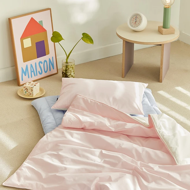 파르페by알레르망 국내 제조 토토 60수 바이오워싱면 낮잠이불세트, 핑크