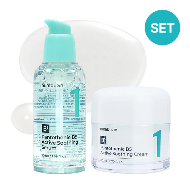 넘버즈인 1번 판토텐산 액티브업 수딩 세럼 50ml + 크림 80ml SET, 1세트, 130g, 1개