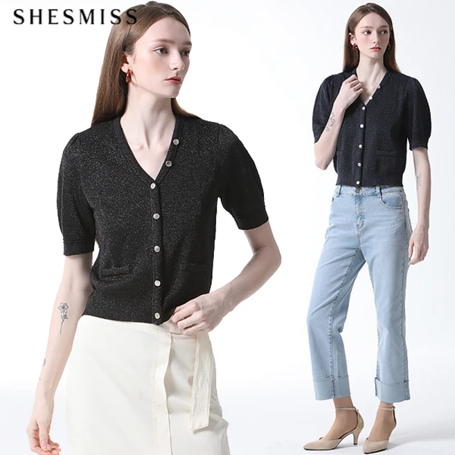 [쉬즈미스(SHESMISS)] 버튼 포인트 메탈 가디건 (택가격 138000원)