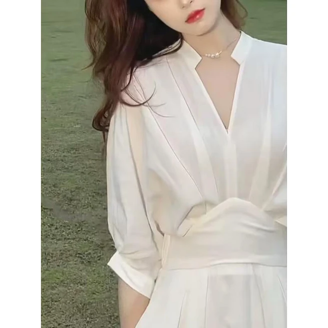 여름 원피스 차르르 맥시 롱 퍼프 소매 셔링 원피스 편한 하객 화이트 블랙 빅사이즈