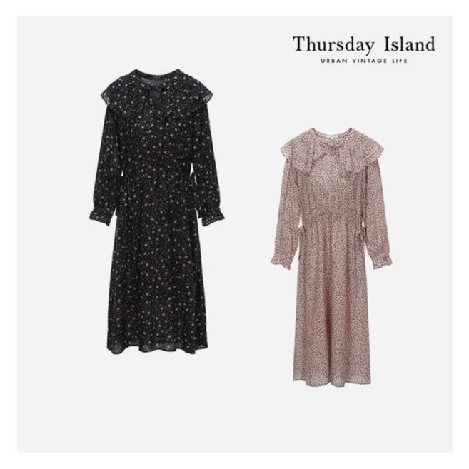써스데이아일랜드 여성오피스룩 [Thursday Island] 변형 카라 롱 원피스(T226MOP160W) 여성원피스