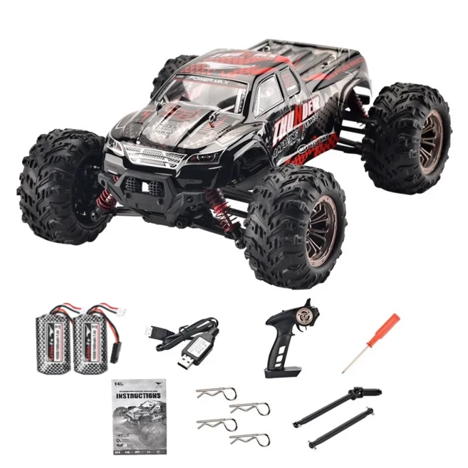 Starwayer RC카 고속 몬스터 트럭 오프로드 4WD 레이싱 고속 리모트 컨트롤 카 1:16 드리프트 차량 성인 완구 소년 선물, 빨간색-배터리_2개, 1개