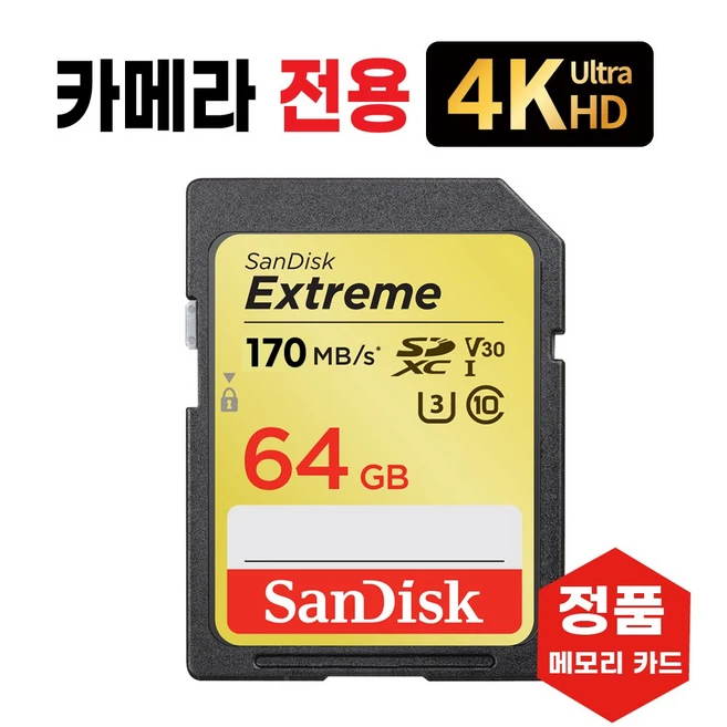 파나소닉 루믹스 DMC-LX5 메모리카드 SD카드 4K 64GB, 1개