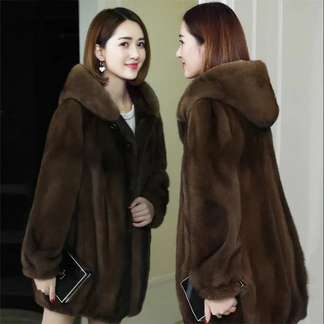 비비코코 밍크 후드 베스트 털재킷 고퀄리티 인조 모피 아우터