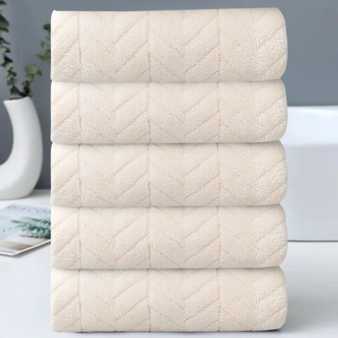 상덕 호텔수건 소프트 볼륨 먼지없는수건 고급수건 수건, 5개, 베이지