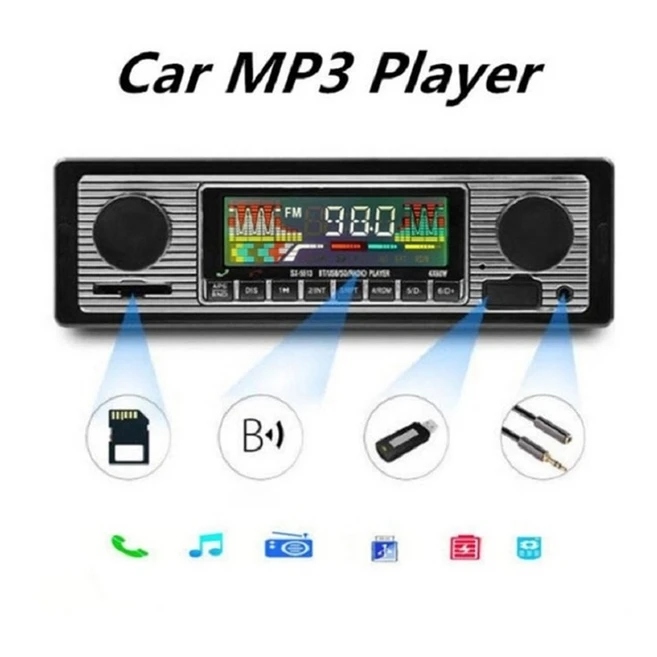 라디오 auto car radio bluetooth car stereo audio 빈티지 무선 mp3 멀티미디어 플레이어 aux usb fm 12v classic stereo