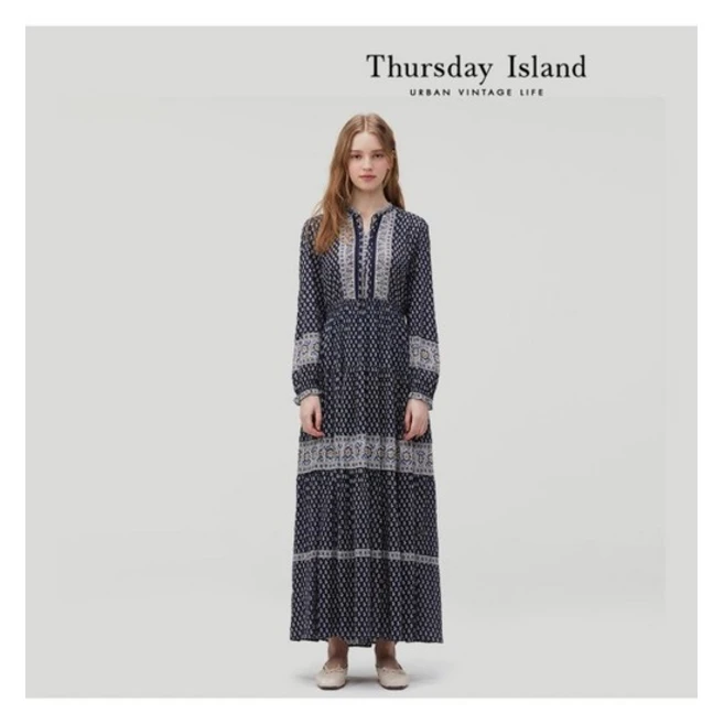 [Thursday Island] 보더 믹스 롱 원피스(T232MOP302W)