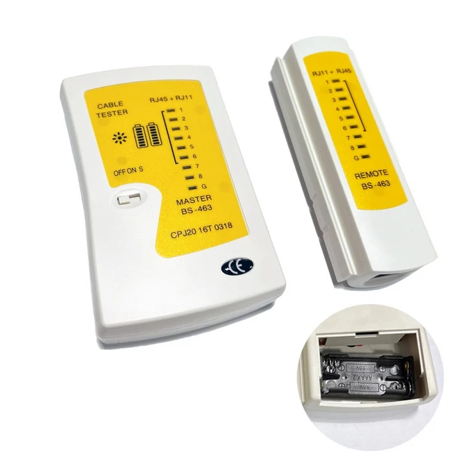 YTEK-LT1 분리형 랜테스터기 / 간편한 AAA건전지 사용 / UTP STP RJ45 RJ11 랜케이블 전화선 불량 검수, 1개