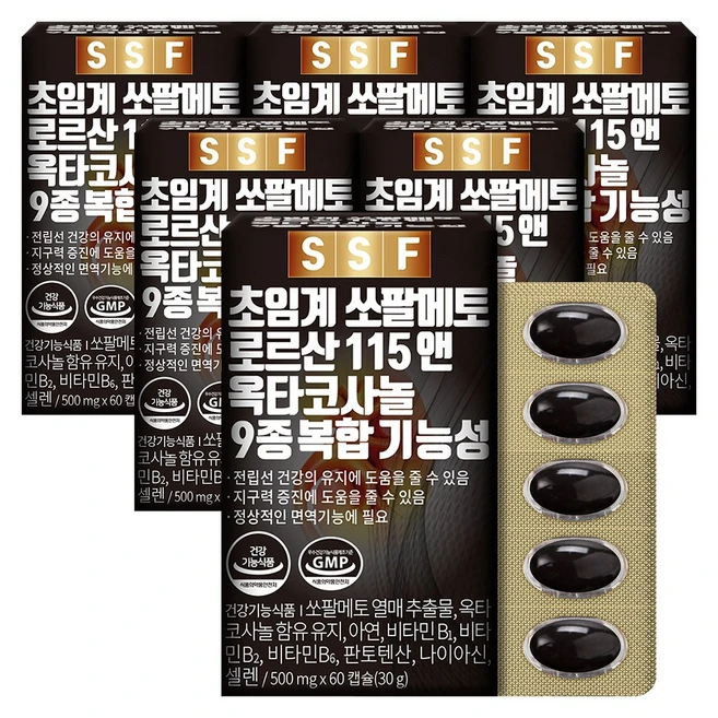 순수식품 쏘팔메토 로르산 115 옥타코사놀, 60정, 6개