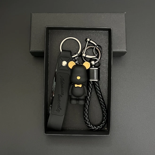 다은랜드 실리콘 곰돌이 열쇠고리 차키링 스트랩 베어 키링, 블랙, 1개