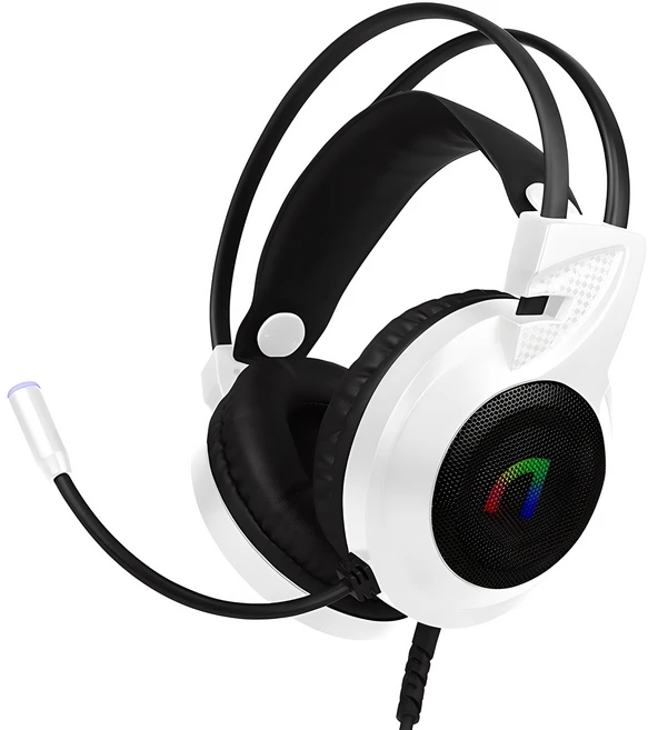 앱코 가상 7.1 RGB 노이즈 캔슬링 마이크 게이밍 헤드셋, 화이트, N460
