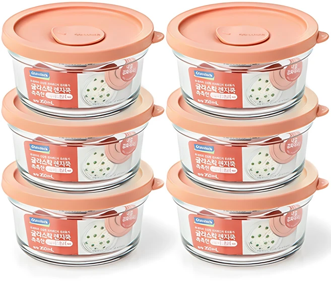 글라스락 렌지쿡 촉촉한 햇밥용기 원형 350ml, 무드브릭, 6개