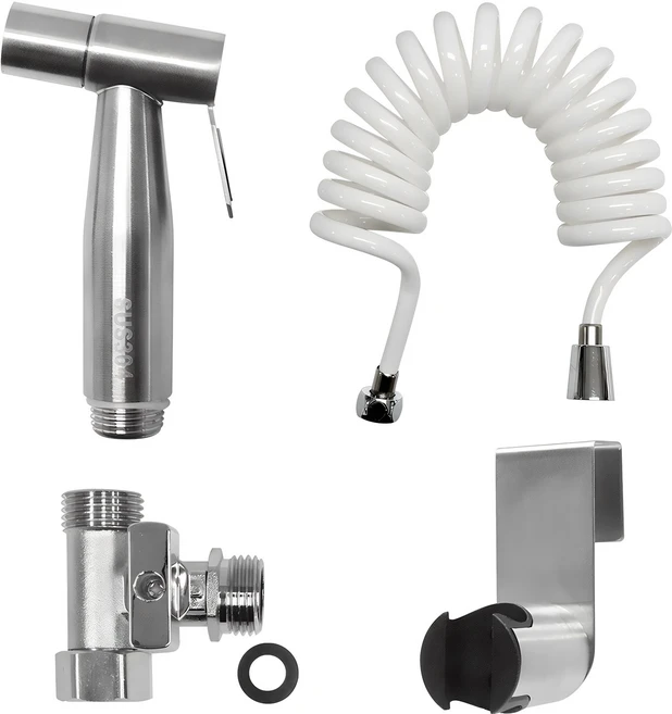 미리내 욕실청소 SUS 스프레이건 + 코일호스 3m 화이트 세트, 1세트, 혼합색상