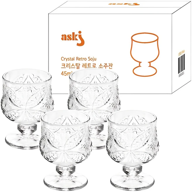 애스크제이 레트로 감성술잔 45ml 4p, 4개